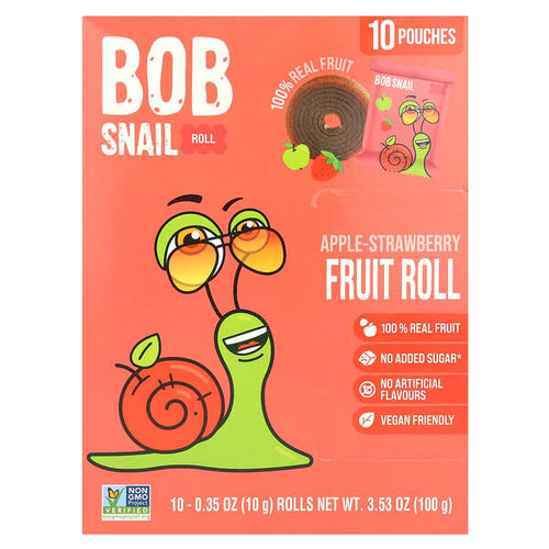 <img alt="Bob Snail, Fruit Rolls, Apple-Strawberry, 10 Pouches, 0.35 oz (10 g) Each" title="Bob Snail, Fruit Rolls, Apple-Strawberry, 10 Pouches, 0.35 oz (10 g) Each,628693669368"
