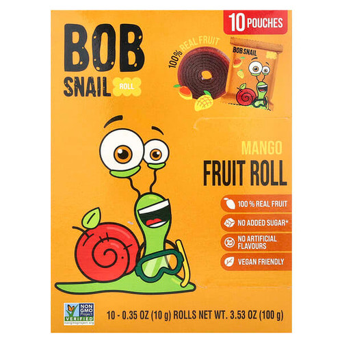 <img alt="Bob Snail, Fruit Roll, Mango, 10 Pouches, 0.35 oz (10 g) Each" title="Bob Snail, Fruit Roll, Mango, 10 Pouches, 0.35 oz (10 g) Each,628693669405"