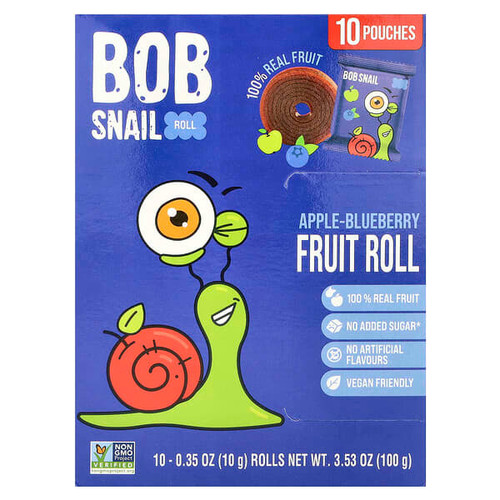 <img alt="Bob Snail, Fruit Roll, Apple-Blueberry, 10 Pouches, 0.35 oz (10 g) Each" title="Bob Snail, Fruit Roll, Apple-Blueberry, 10 Pouches, 0.35 oz (10 g) Each,628693669382"