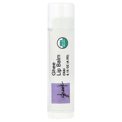 <img alt="Pure Indian Foods, Gheek, Ghee Lip Balm, Chai , 0.15 oz (4.5 g)" title="Pure Indian Foods, Gheek, Ghee Lip Balm, Chai , 0.15 oz (4.5 g),850035485071"