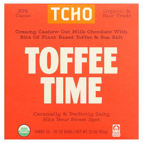 <img alt="TCHO, Toffee Time, Oat Milk Chocolate With Toffee & Sea Salt, 53% Cacao, 3 Bars, 0.70 oz Each" title="TCHO, Toffee Time, Oat Milk Chocolate With Toffee & Sea Salt, 53% Cacao, 3 Bars, 0.70 oz Each,812603019781"