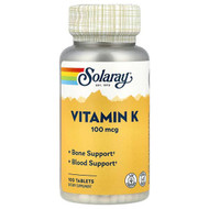 <img alt="Solaray, Vitamin K, 100 mcg, 100 Tablets" title="Solaray, Vitamin K, 100 mcg, 100 Tablets,076280042122"