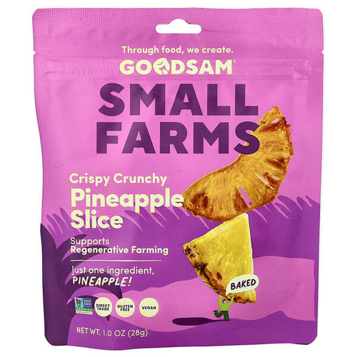 <img alt="GoodSam, Small Farms, Crispy Crunchy Pineapple Slice, 1 oz (28 g)" title="GoodSam, Small Farms, Crispy Crunchy Pineapple Slice, 1 oz (28 g),850014333591"
