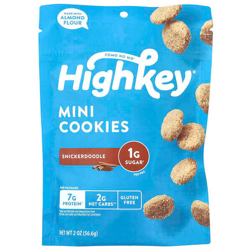 <img alt="HighKey, Mini Cookies, Snickerdoodle, 2 oz (56.6 g)" title="HighKey, Mini Cookies, Snickerdoodle, 2 oz (56.6 g),850004801055"