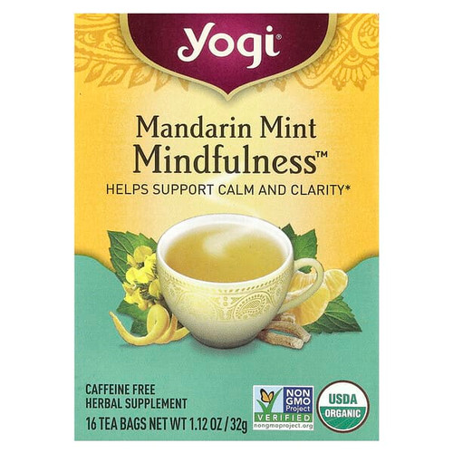 <img alt="Yogi Tea, Mindfulness, Mandarin Mint, Caffeine Free, 16 Tea Bags, 1.12 oz (32 g)" title="Yogi Tea, Mindfulness, Mandarin Mint, Caffeine Free, 16 Tea Bags, 1.12 oz (32 g),076950209046"