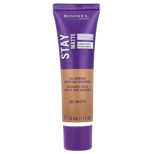 <img alt="Rimmel London, Stay Matte, Full Coverage Mattifying Foundation, 501 Noisette, 1 fl oz (30 ml)" title="Rimmel London, Stay Matte, Full Coverage Mattifying Foundation, 501 Noisette, 1 fl oz (30 ml),3614227134201"