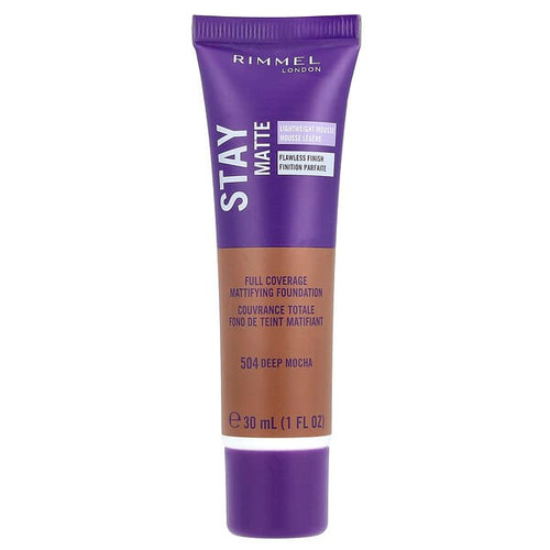 <img alt="Rimmel London, Stay Matte, Full Coverage Mattifying Foundation, 504 Deep Mocha, 1 fl oz (30 ml)" title="Rimmel London, Stay Matte, Full Coverage Mattifying Foundation, 504 Deep Mocha, 1 fl oz (30 ml),3614223693689"