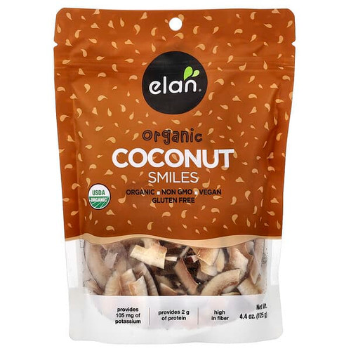 <img alt="Elan, Organic Coconut Smiles, 4.4 oz (125 g)" title="Elan, Organic Coconut Smiles, 4.4 oz (125 g),805509080658"