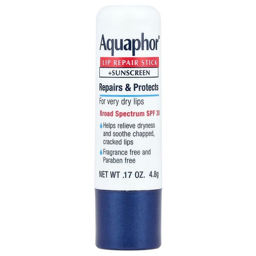 <img alt="Aquaphor, Lip Repair Stick + Sunscreen, SPF 30, Fragrance Free, 0.17 oz (4.8 g)" title="Aquaphor, Lip Repair Stick + Sunscreen, SPF 30, Fragrance Free, 0.17 oz (4.8 g),072140031220"