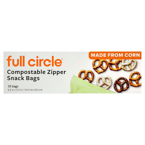 <img alt="Full Circle, Compostable Zipper Snack Bags, 50 Bags" title="Full Circle, Compostable Zipper Snack Bags, 50 Bags,850067333265"