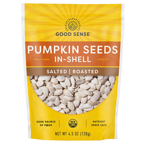 <img alt="Good Sense, Pumpkin Seeds In-Shell, Salted, Roasted, 4.5 oz (128 g)" title="Good Sense, Pumpkin Seeds In-Shell, Salted, Roasted, 4.5 oz (128 g),030243868952"