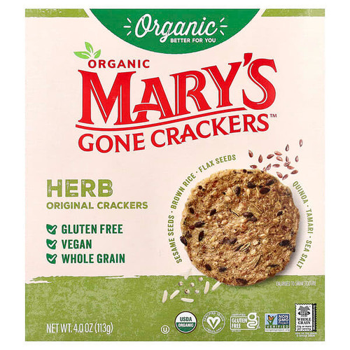 <img alt="Marys Gone Crackers, Organic Herb Original Crackers, 4 oz (113 g)" title="Marys Gone Crackers, Organic Herb Original Crackers, 4 oz (113 g),850064476019"