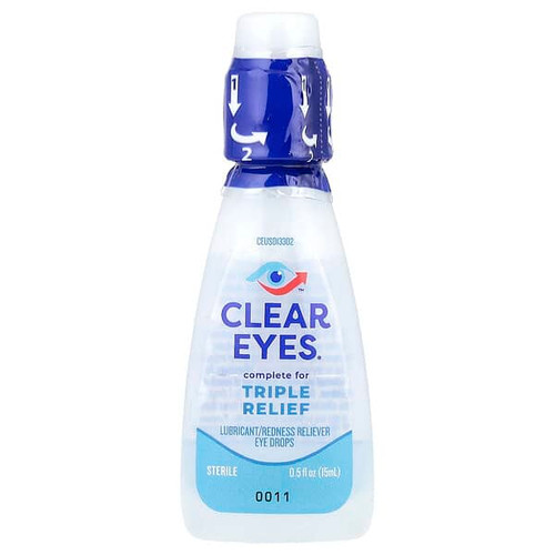 <img alt="Clear Eyes, Triple Relief, Lubricant-Redness Reliever Eye Drops, 0.5 fl oz (15 ml)" title="Clear Eyes, Triple Relief, Lubricant-Redness Reliever Eye Drops, 0.5 fl oz (15 ml),678112254330"