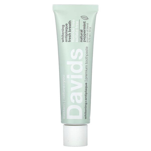 <img alt="Davids, Premium Toothpaste, Whitening + Antiplaque, Natural Peppermint, 1.75 oz (50 g)" title="Davids, Premium Toothpaste, Whitening + Antiplaque, Natural Peppermint, 1.75 oz (50 g),861226000010"