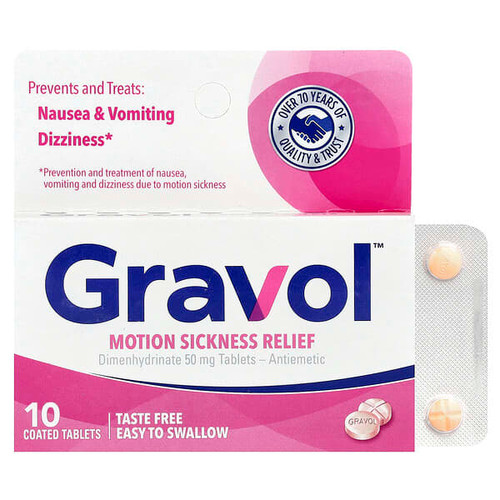 <img alt="Gravol, Motion Sickness Relief, 50 mg, 10 Coated Tablets" title="Gravol, Motion Sickness Relief, 50 mg, 10 Coated Tablets,022600001621"