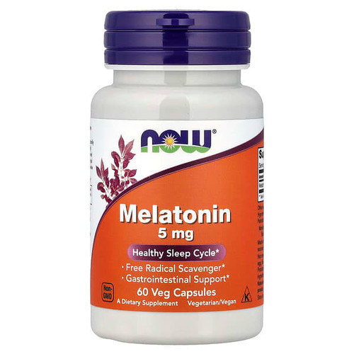 <img alt="Now Foods, Melatonin, 5 mg, 60 Veg Capsules" title="Now Foods, Melatonin, 5 mg, 60 Veg Capsules,733739035554"