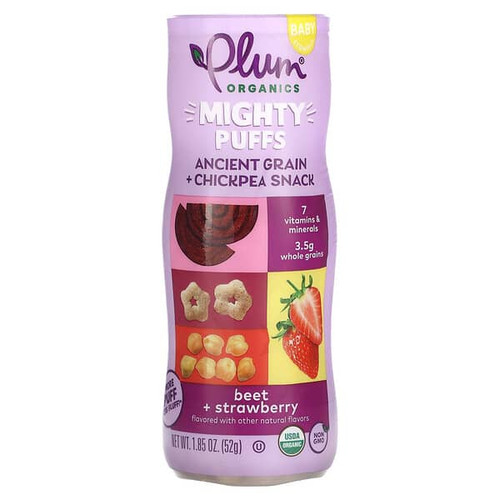 <img alt="Plum Organics, Mighty Puffs, Ancient Grain + Chickpea Snack, Baby, Beet + Strawberry, 1.85 oz (52 g)" title="Plum Organics, Mighty Puffs, Ancient Grain + Chickpea Snack, Baby, Beet + Strawberry, 1.85 oz (52 g),846675014269"