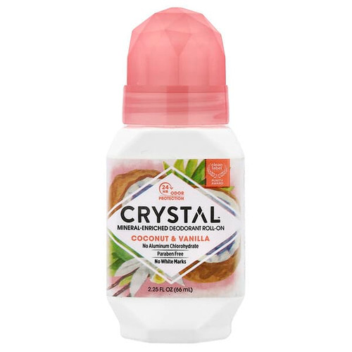 <img alt="CRYSTAL, Mineral-Enriched Deodorant Roll-On, Coconut & Vanilla, 2.25 fl oz (66 ml)" title="CRYSTAL, Mineral-Enriched Deodorant Roll-On, Coconut & Vanilla, 2.25 fl oz (66 ml),086449516616"