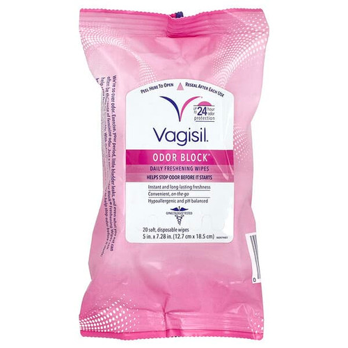 <img alt="Vagisil, Odor Block Daily Freshening Wipes,  20 Soft, Disposable Wipes" title="Vagisil, Odor Block Daily Freshening Wipes,  20 Soft, Disposable Wipes,011509060471"