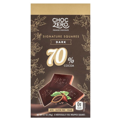 <img alt="ChocZero, Signature Squares, Dark Chocolate, 70% Cocoa, 8 Squares 3.2 oz (90 g)" title="ChocZero, Signature Squares, Dark Chocolate, 70% Cocoa, 8 Squares 3.2 oz (90 g),850035359136"