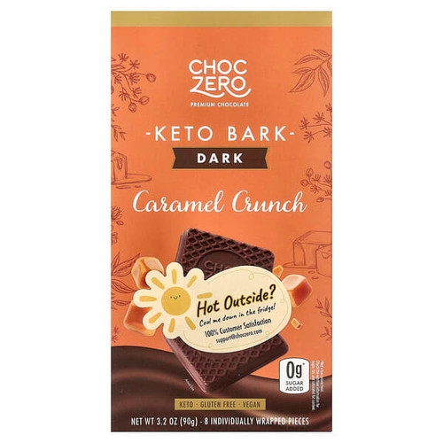 <img alt="ChocZero, Keto Bark, Dark Chocolate, Caramel Crunch, 8 Mini Bars, 3.2 oz (90 g)" title="ChocZero, Keto Bark, Dark Chocolate, Caramel Crunch, 8 Mini Bars, 3.2 oz (90 g),850035359143"