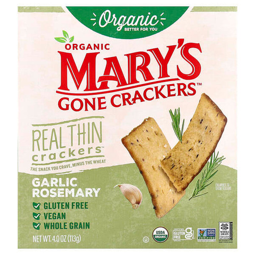 <img alt="Marys Gone Crackers, Organic Real Thin Crackers, Garlic Rosemary, 4 oz (113 g)" title="Marys Gone Crackers, Organic Real Thin Crackers, Garlic Rosemary, 4 oz (113 g),850064476163"