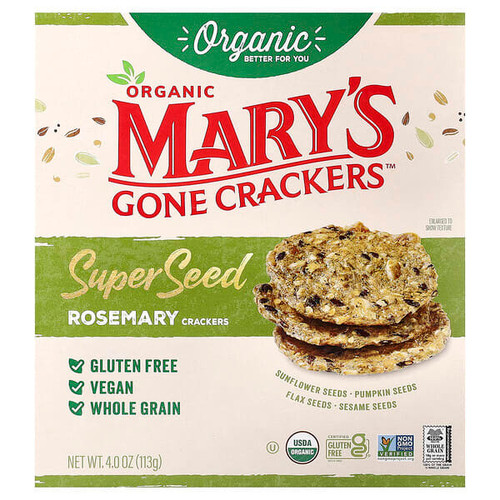 <img alt="Marys Gone Crackers, Organic Super Seed Crackers, Rosemary, 4 oz (113 g)" title="Marys Gone Crackers, Organic Super Seed Crackers, Rosemary, 4 oz (113 g),850064476064"