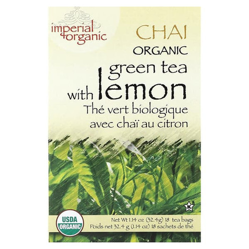 <img alt="Uncle Lees Tea, Imperial Organic, Green Tea with Lemon Chai, 18 Tea Bags, 1.14 oz (32.4 g)" title="Uncle Lees Tea, Imperial Organic, Green Tea with Lemon Chai, 18 Tea Bags, 1.14 oz (32.4 g),879792000099"