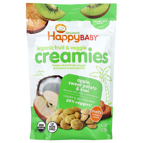 <img alt="Happy Family Organics, Happy Baby, Organic Fruit & Veggie Creamies, Crawling Baby, Apple, Sweet Potato & Kiwi, 1 oz (28 g)" title="Happy Family Organics, Happy Baby, Organic Fruit & Veggie Creamies, Crawling Baby, Apple, Sweet Potato & Kiwi, 1 oz (28 g),819573017762"