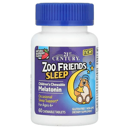 <img alt="21st Century, Zoo Friends Sleep, Childrens Chewable Melatonin, Ages 4+, Raspberry, 60 Chewable Tablets" title="21st Century, Zoo Friends Sleep, Childrens Chewable Melatonin, Ages 4+, Raspberry, 60 Chewable Tablets,740985280928"