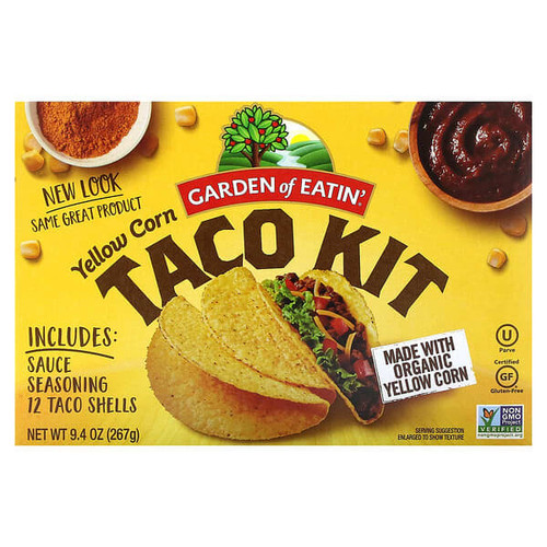 <img alt="Garden of Eatin, Yellow Corn Taco Kit, 9.4 oz (267 g)" title="Garden of Eatin, Yellow Corn Taco Kit, 9.4 oz (267 g),015839007410"