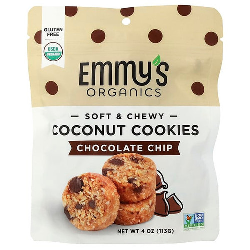 <img alt="Emmys Organic Cookies, Soft & Chewy Coconut Cookies, Chocolate Chip, 4 oz (113 g)" title="Emmys Organic Cookies, Soft & Chewy Coconut Cookies, Chocolate Chip, 4 oz (113 g),850711006347"