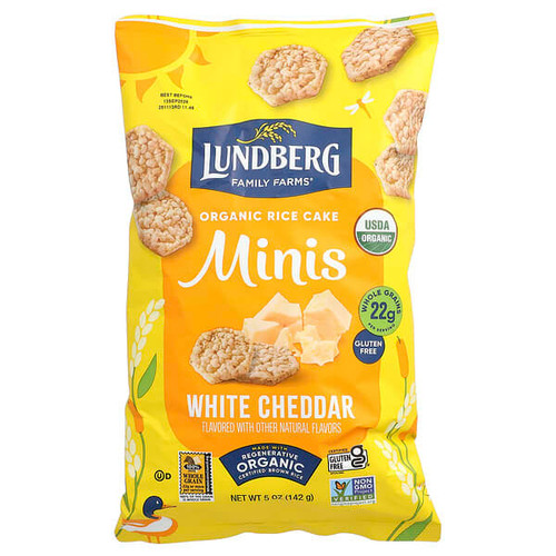 <img alt="Lundberg, Organic Rice Cake Minis, White Cheddar, 5 oz (142 g)" title="Lundberg, Organic Rice Cake Minis, White Cheddar, 5 oz (142 g),073416305137"