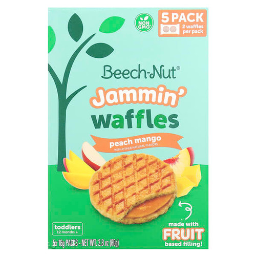<img alt="Beech-Nut, Jammin Waffles, 12+ Months, Peach Mango, 5 Packs, 0.56 oz (16 g) Each" title="Beech-Nut, Jammin Waffles, 12+ Months, Peach Mango, 5 Packs, 0.56 oz (16 g) Each,052200041567"