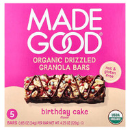 <img alt="MadeGood, Granola Bars, Organic Drizzled, Birthday Cake, 5 Bars, 0.85 oz (24 g) Each" title="MadeGood, Granola Bars, Organic Drizzled, Birthday Cake, 5 Bars, 0.85 oz (24 g) Each,687456214160"