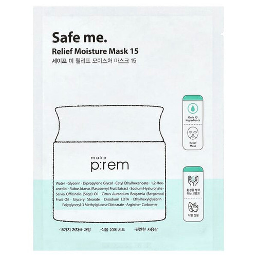 <img alt="3 PACK of make p-rem, Safe Me, Relief Moisture Beauty Mask 15, 1 Sheet, 0.84 fl oz (25 ml)" title="3 PACK of make p-rem, Safe Me, Relief Moisture Beauty Mask 15, 1 Sheet, 0.84 fl oz (25 ml),8809495680504"