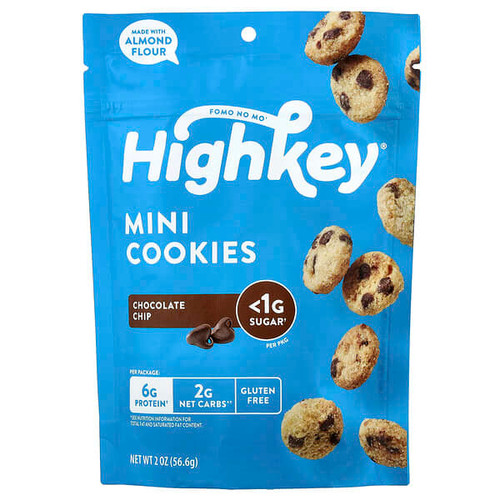<img alt="HighKey, Mini Cookies, Chocolate Chip, 2 oz (56.6 g)" title="HighKey, Mini Cookies, Chocolate Chip, 2 oz (56.6 g),850004801031"
