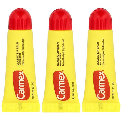 <img alt="Carmex, Classic Lip Balm, Medicated, 3 Tubes, 0.35 oz (10 g) Each" title="Carmex, Classic Lip Balm, Medicated, 3 Tubes, 0.35 oz (10 g) Each,083078003142"