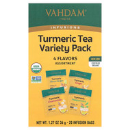 <img alt="VAHDAM India, Infusions, Herbal Tea, Turmeric Variety Pack, Caffeine Free, 20 Infusion Bags, 1.27 oz (36 g)" title="VAHDAM India, Infusions, Herbal Tea, Turmeric Variety Pack, Caffeine Free, 20 Infusion Bags, 1.27 oz (36 g),810131831905"