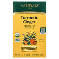 <img alt="VAHDAM India, Infusions, Herbal Tea, Turmeric Ginger, Caffeine Free, 18 Infusion Bags, 1.14 oz (32.4 g)" title="VAHDAM India, Infusions, Herbal Tea, Turmeric Ginger, Caffeine Free, 18 Infusion Bags, 1.14 oz (32.4 g),810131831776"