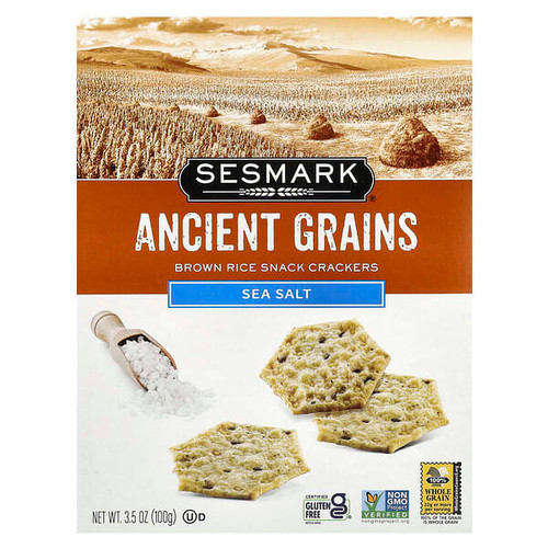 <img alt="Sesmark, Ancient Grains, Brown Rice Snack Crackers,  Sea Salt, 3.5 oz (100 g)" title="Sesmark, Ancient Grains, Brown Rice Snack Crackers,  Sea Salt, 3.5 oz (100 g),085693404007"