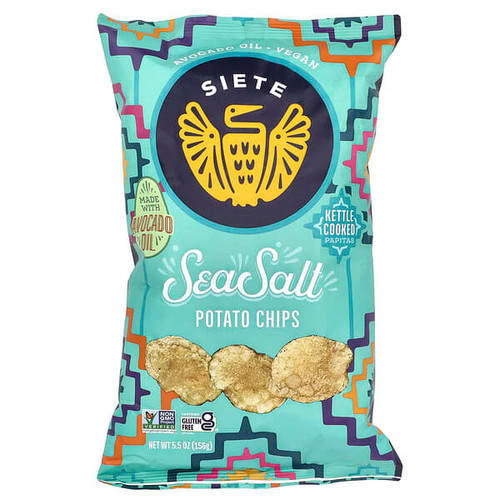 <img alt="Siete, Kettle Cooked Potato Chips, Sea Salt, 5.5 oz (156 g)" title="Siete, Kettle Cooked Potato Chips, Sea Salt, 5.5 oz (156 g),853986008078"
