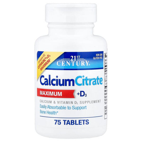 <img alt="21st Century, Calcium Citrate + D3, Maximum, 75 Tablets" title="21st Century, Calcium Citrate + D3, Maximum, 75 Tablets,740985274927"