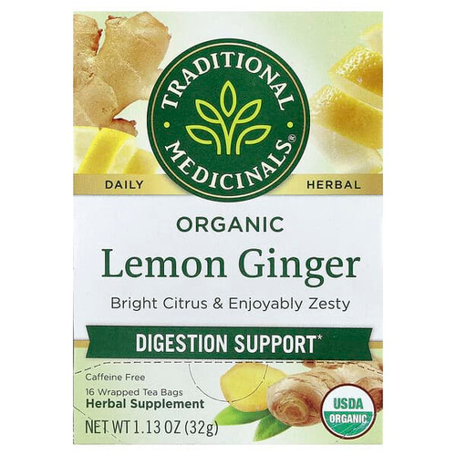 <img alt="Traditional Meds, Organic Lemon Ginger, Caffeine Free, 16 Wrapped Tea Bags, 1.13 oz (32 g)" title="Traditional Meds, Organic Lemon Ginger, Caffeine Free, 16 Wrapped Tea Bags, 1.13 oz (32 g),032917007063"