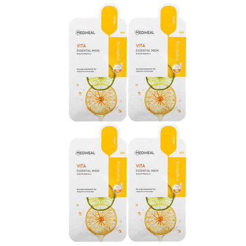 <img alt="MEDIHEAL, Vita, Essential Beauty Mask, 4 Sheets, 0.81 fl oz (24 ml) Each" title="MEDIHEAL, Vita, Essential Beauty Mask, 4 Sheets, 0.81 fl oz (24 ml) Each,8809615057476"