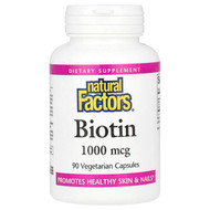 <img alt="Natural Factors, Biotin, 1,000 mcg, 90 Vegetarian Capsules" title="Natural Factors, Biotin, 1,000 mcg, 90 Vegetarian Capsules,068958012612"