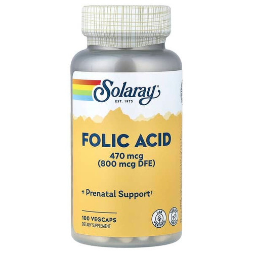 <img alt="Solaray, Folic Acid, 470 mcg (800 mcg DFE), 100 VegCaps" title="Solaray, Folic Acid, 470 mcg (800 mcg DFE), 100 VegCaps,076280043525"