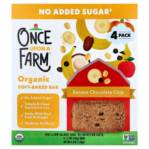 <img alt="Once Upon A Farm, Organic Soft Baked Bar, Banana Chocolate Chip, 4 Bars, 1.2 oz (34 g ) Each" title="Once Upon A Farm, Organic Soft Baked Bar, Banana Chocolate Chip, 4 Bars, 1.2 oz (34 g ) Each,810003512710"