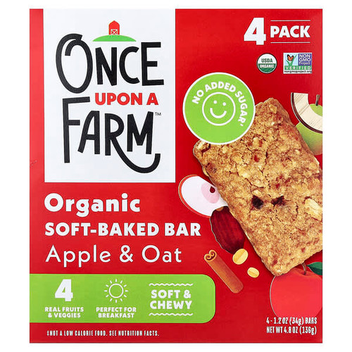 <img alt="Once Upon A Farm, Organic Soft Baked Bar, Apple & Oat, 4 Bars, 1.2 oz (34 g) Each" title="Once Upon A Farm, Organic Soft Baked Bar, Apple & Oat, 4 Bars, 1.2 oz (34 g) Each,810003512703"