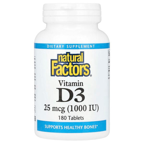 <img alt="Natural Factors, Vitamin D3, 25 mcg (1,000 IU), 180 Tablets" title="Natural Factors, Vitamin D3, 25 mcg (1,000 IU), 180 Tablets,068958010519"